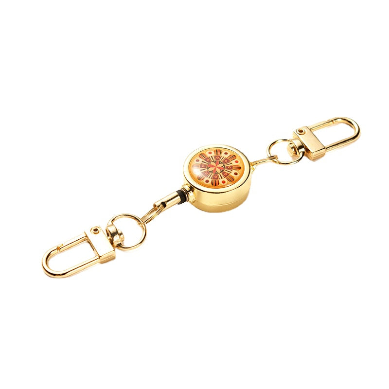 Wholesale Metal Flower Crystal Retractable Breast Tag Pull Button Keychain